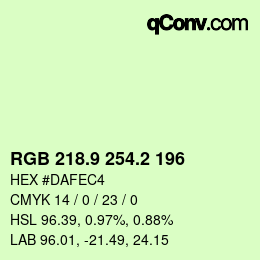 カラーコード: RGB 218.9 254.2 196 | qconv.com