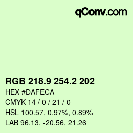 カラーコード: RGB 218.9 254.2 202 | qconv.com