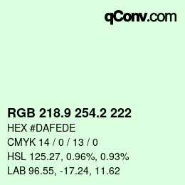 カラーコード: RGB 218.9 254.2 222 | qconv.com