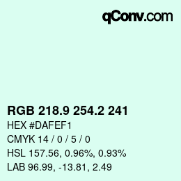 カラーコード: RGB 218.9 254.2 241 | qconv.com