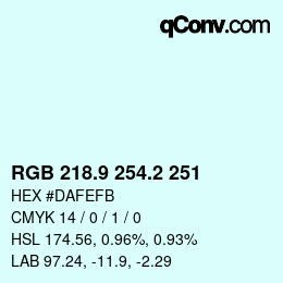 カラーコード: RGB 218.9 254.2 251 | qconv.com