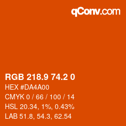 Color code: RGB 218.9 74.2 0 | qconv.com