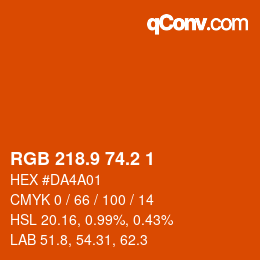 カラーコード: RGB 218.9 74.2 1 | qconv.com