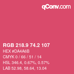 カラーコード: RGB 218.9 74.2 107 | qconv.com