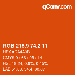 カラーコード: RGB 218.9 74.2 11 | qconv.com
