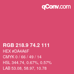 カラーコード: RGB 218.9 74.2 111 | qconv.com