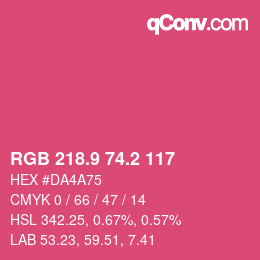 カラーコード: RGB 218.9 74.2 117 | qconv.com