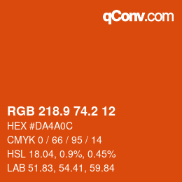 カラーコード: RGB 218.9 74.2 12 | qconv.com