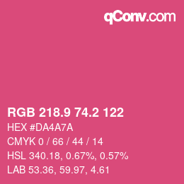 カラーコード: RGB 218.9 74.2 122 | qconv.com