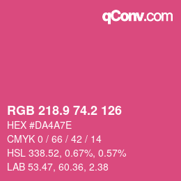 カラーコード: RGB 218.9 74.2 126 | qconv.com