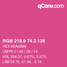 カラーコード: RGB 218.9 74.2 136 | qconv.com