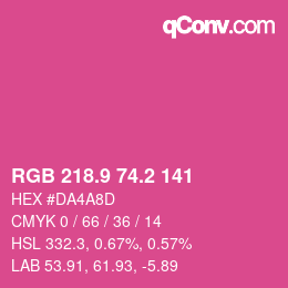 カラーコード: RGB 218.9 74.2 141 | qconv.com