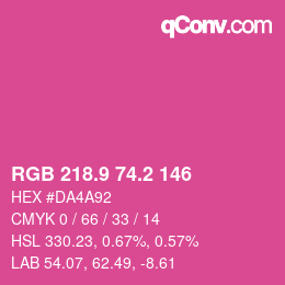 カラーコード: RGB 218.9 74.2 146 | qconv.com