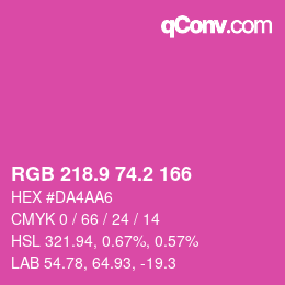 カラーコード: RGB 218.9 74.2 166 | qconv.com