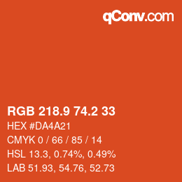 カラーコード: RGB 218.9 74.2 33 | qconv.com