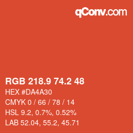 カラーコード: RGB 218.9 74.2 48 | qconv.com