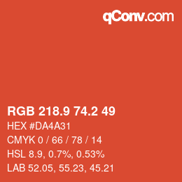カラーコード: RGB 218.9 74.2 49 | qconv.com