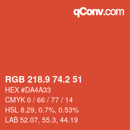 Color code: RGB 218.9 74.2 51 | qconv.com