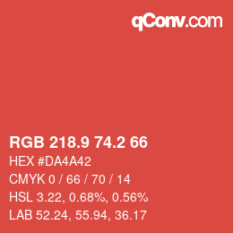 カラーコード: RGB 218.9 74.2 66 | qconv.com