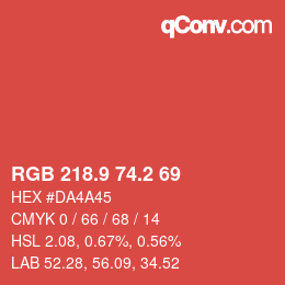 カラーコード: RGB 218.9 74.2 69 | qconv.com