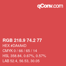 カラーコード: RGB 218.9 74.2 77 | qconv.com