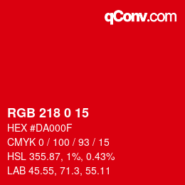 Color code: RGB 218 0 15 | qconv.com