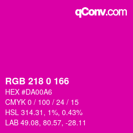 カラーコード: RGB 218 0 166 | qconv.com