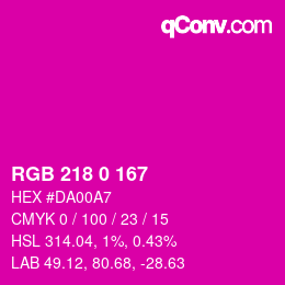 颜色代码: RGB 218 0 167 | qconv.com