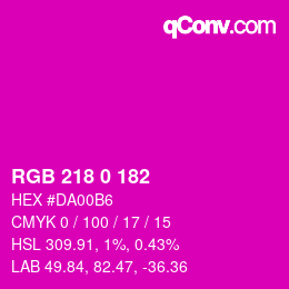 Color code: RGB 218 0 182 | qconv.com