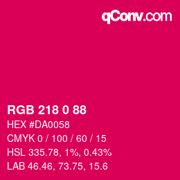 Color code: RGB 218 0 88 | qconv.com