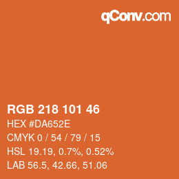 Color code: RGB 218 101 46 | qconv.com