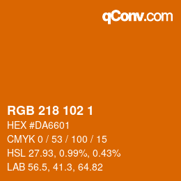 Color code: RGB 218 102 1 | qconv.com