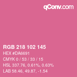 Color code: RGB 218 102 145 | qconv.com