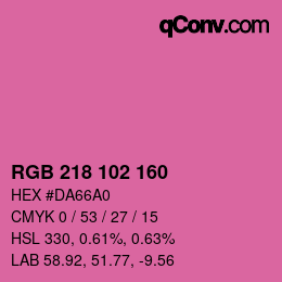 Color code: RGB 218 102 160 | qconv.com