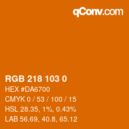 Color code: RGB 218 103 0 | qconv.com
