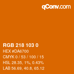 Color code: RGB 218 103 0 | qconv.com