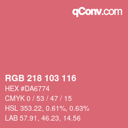 カラーコード: RGB 218 103 116 | qconv.com