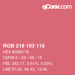 颜色代码: RGB 218 103 118 | qconv.com