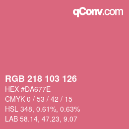 Color code: RGB 218 103 126 | qconv.com