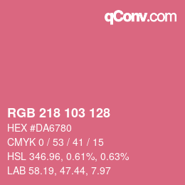 Color code: RGB 218 103 128 | qconv.com