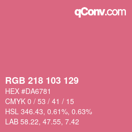カラーコード: RGB 218 103 129 | qconv.com