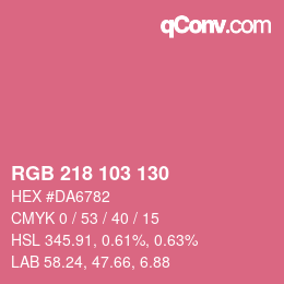 カラーコード: RGB 218 103 130 | qconv.com