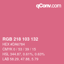 Color code: RGB 218 103 132 | qconv.com