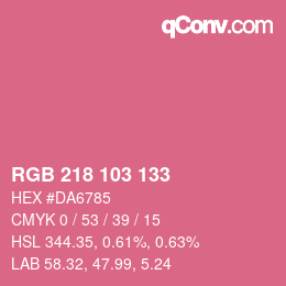 カラーコード: RGB 218 103 133 | qconv.com