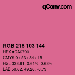 Color code: RGB 218 103 144 | qconv.com