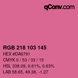 Color code: RGB 218 103 145 | qconv.com