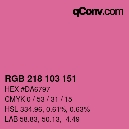 Color code: RGB 218 103 151 | qconv.com
