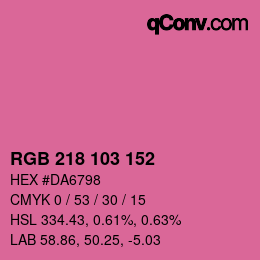 Color code: RGB 218 103 152 | qconv.com