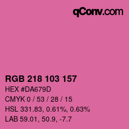 カラーコード: RGB 218 103 157 | qconv.com