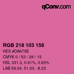 カラーコード: RGB 218 103 158 | qconv.com